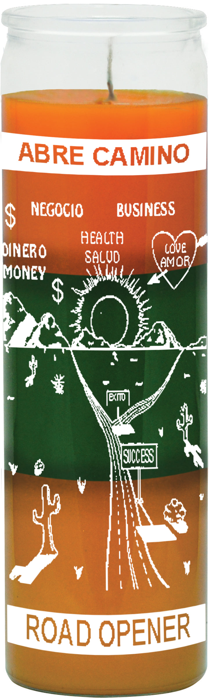 ROAD OPENR ORANGE/GREEN/GOLD-7 Day Screen Printed Candle