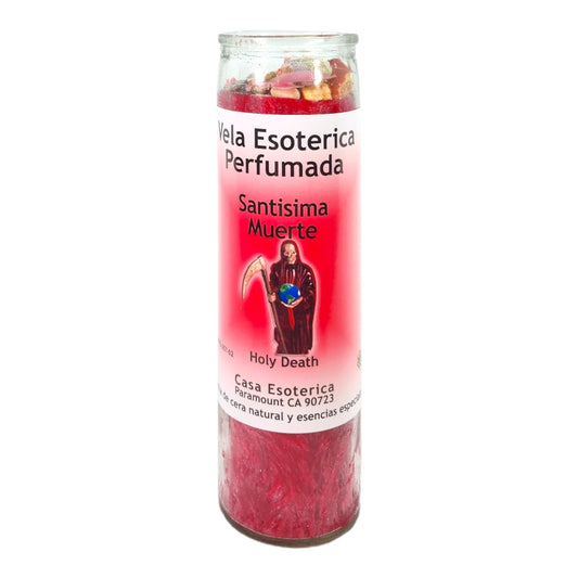 HOLY DEATH RED-PALM WAX SPIRITUAL INTENTION SPELL CANDLE-[RED] | VELA CASA ESOTERICA PERFUMADA- (SANTISIMA MUERTE)