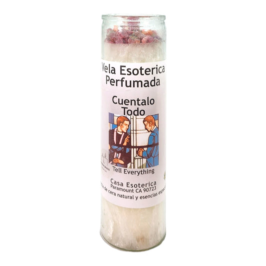 TELL EVERYTHING-PALM WAX SPIRITUAL INTENTION SPELL CANDLE-[WHITE] | VELA CASA ESOTERICA PERFUMADA- (CUENTALO TODO)