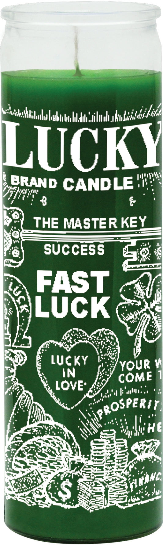 FAST LUCK GREEN-7 DAY SCREEN PRINTED CANDLE