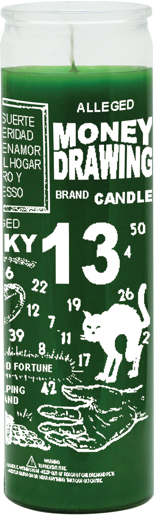 MONEY DRAWING GREEN-7 DAY SCREEN PRINTED CANDLE