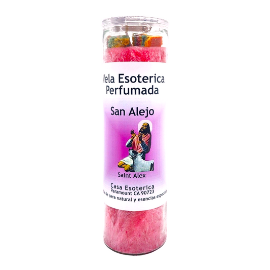 SAINT ALEX-Palm Wax Spiritual intention Spell Candle-[PINK] | Vela Casa Esoterica Perfumada- (SAN ALEJO)