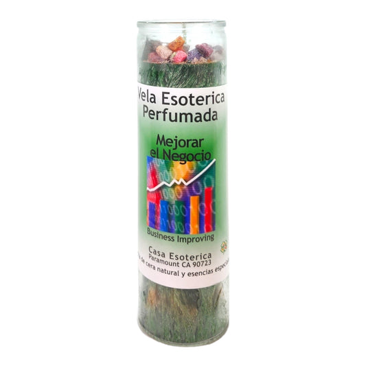 BUSINESS IMPROVING-Palm Wax Spiritual intention Spell Candle-[GREEN] | Vela Casa Esoterica Perfumada- (MEJORAR EL NEGOCIO)