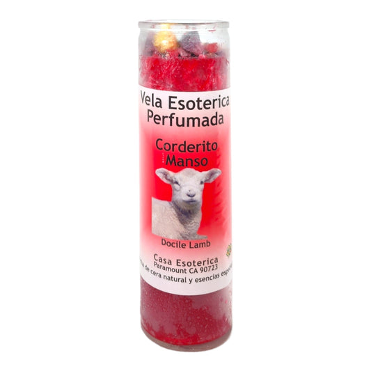 CALMING LAMB-Palm Wax Spiritual intention Spell Candle-[RED] | Vela Casa Esoterica Perfumada- (CORDERITO MANSO)