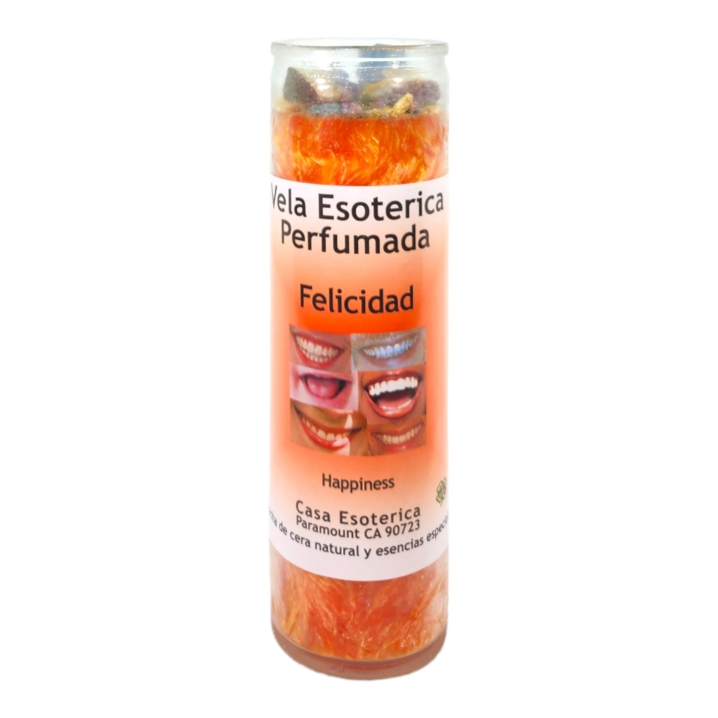 HAPPINESS-Palm Wax Spiritual intention Spell Candle-[ORANGE] | Vela Casa Esoterica Perfumada- (FELICIDAD)