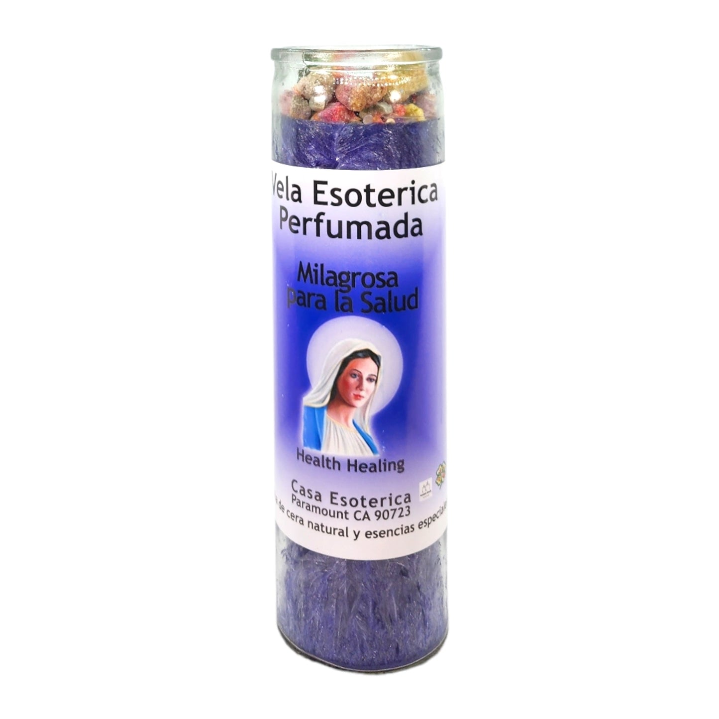 HEALTH HEALING-Palm Wax Spiritual intention Spell Candle-[BLUE] | Vela Casa Esoterica Perfumada- (MILAGROSA PARA LA SALUD)