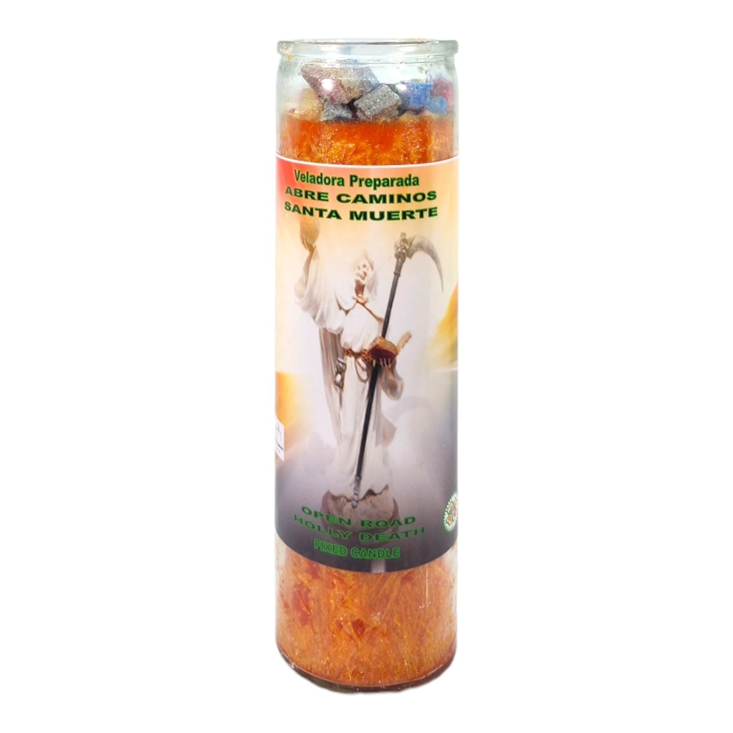 HOLY DEATH ROAD OPENER-Palm Wax Spiritual intention Spell Candle-[ORANGE] | Vela Casa Esoterica Perfumada- (ABRE CAMINOS SANTA MUERTE)