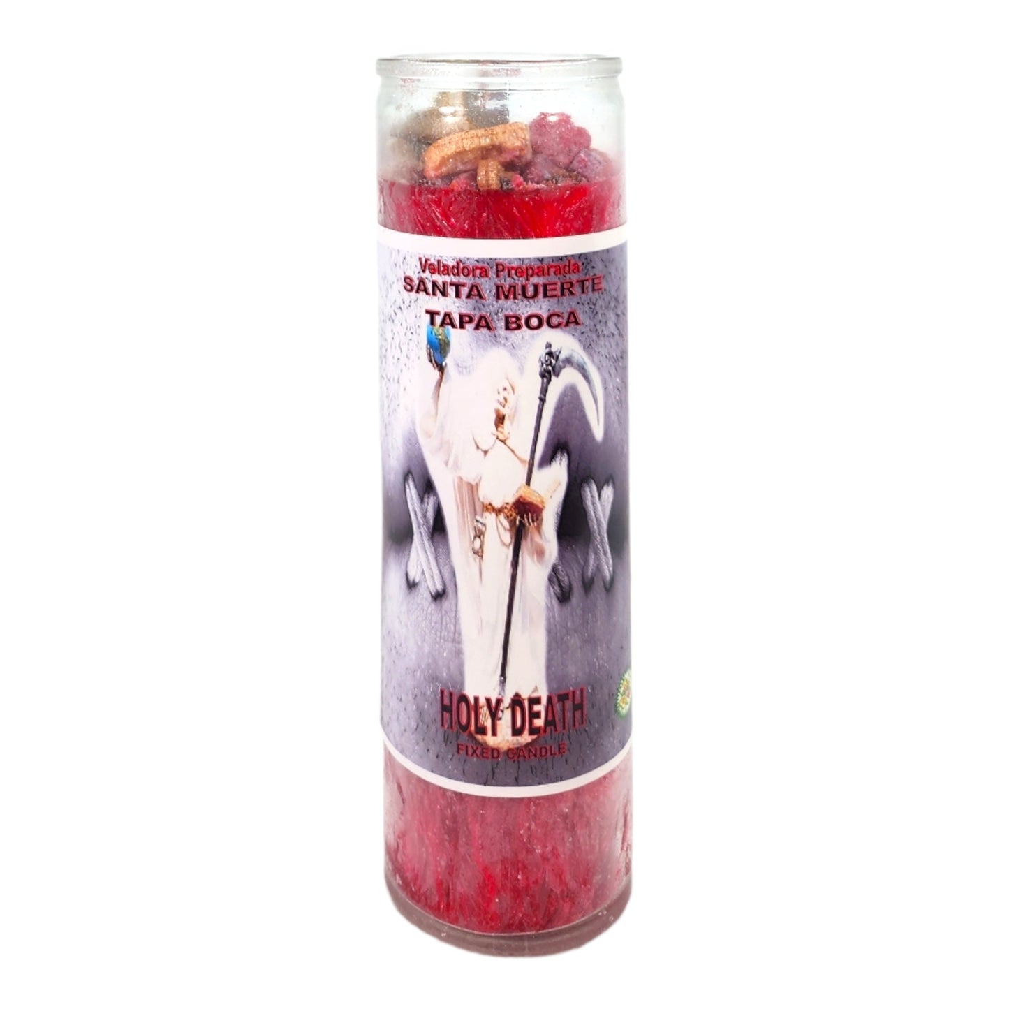 HOLY DEATH SHUT UP-Palm Wax Spiritual intention Spell Candle-[RED] | Vela Casa Esoterica Perfumada- (SANTA MUERTE TAPA BOCA)