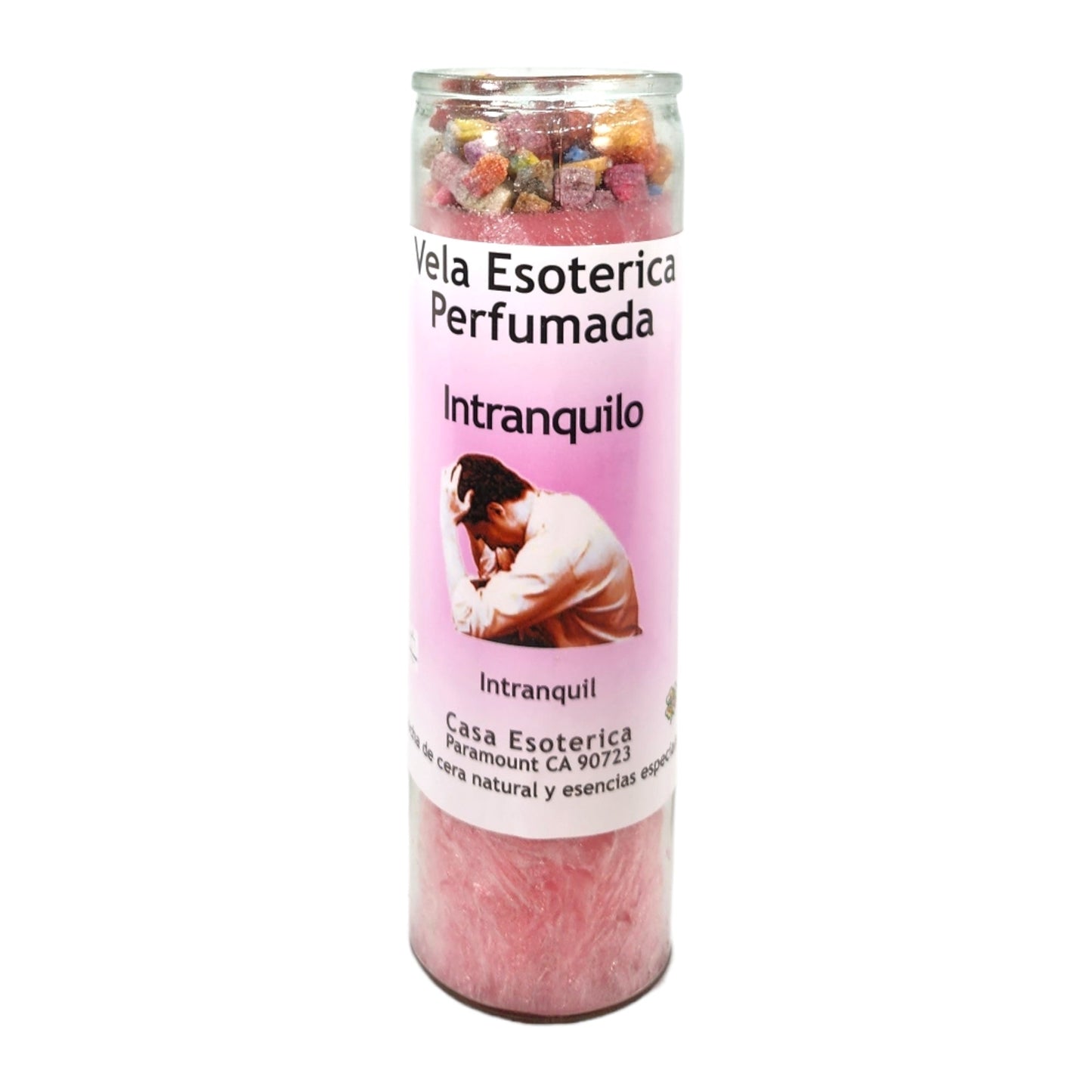 INTRANQUILO-Palm Wax Spiritual intention Spell Candle-[PINK] | Vela Casa Esoterica Perfumada- (INTRANQUILO)