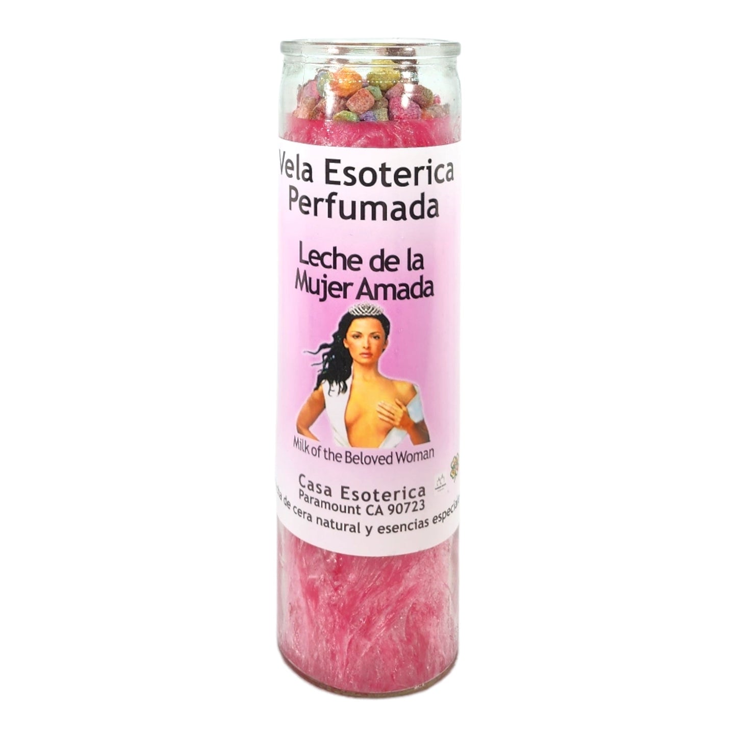 MILK OF THE BELOVED WOMEN-Palm Wax Spiritual intention Spell Candle-[PINK] | Vela Casa Esoterica Perfumada- (LECHE DE LA MUJER AMADA)