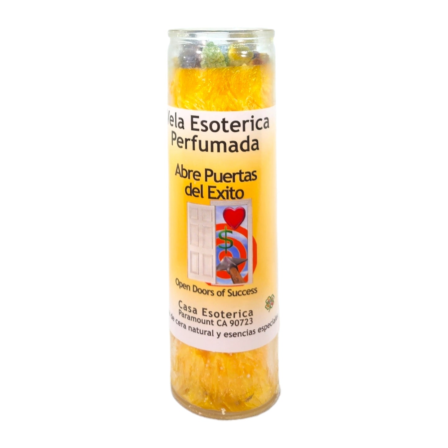 OPEN DOOR TO SUCCESS-Palm Wax Spiritual intention Spell Candle-[YELLOW] | Vela Casa Esoterica Perfumada- (ABRE PUERTAS DEL EXITO)