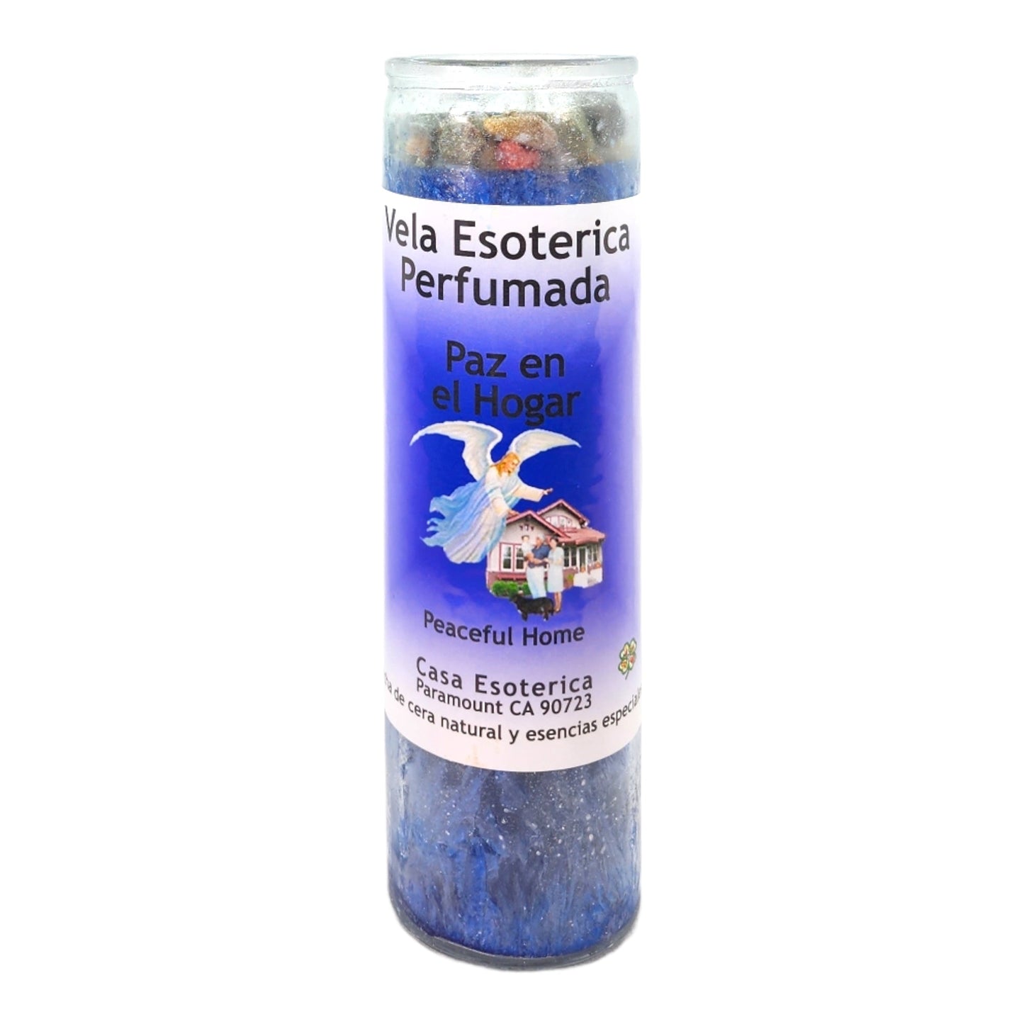 PEACEFUL HOME-Palm Wax Spiritual intention Spell Candle-[BLUE] | Vela Casa Esoterica Perfumada- (PAZ EN EL HOGAR)