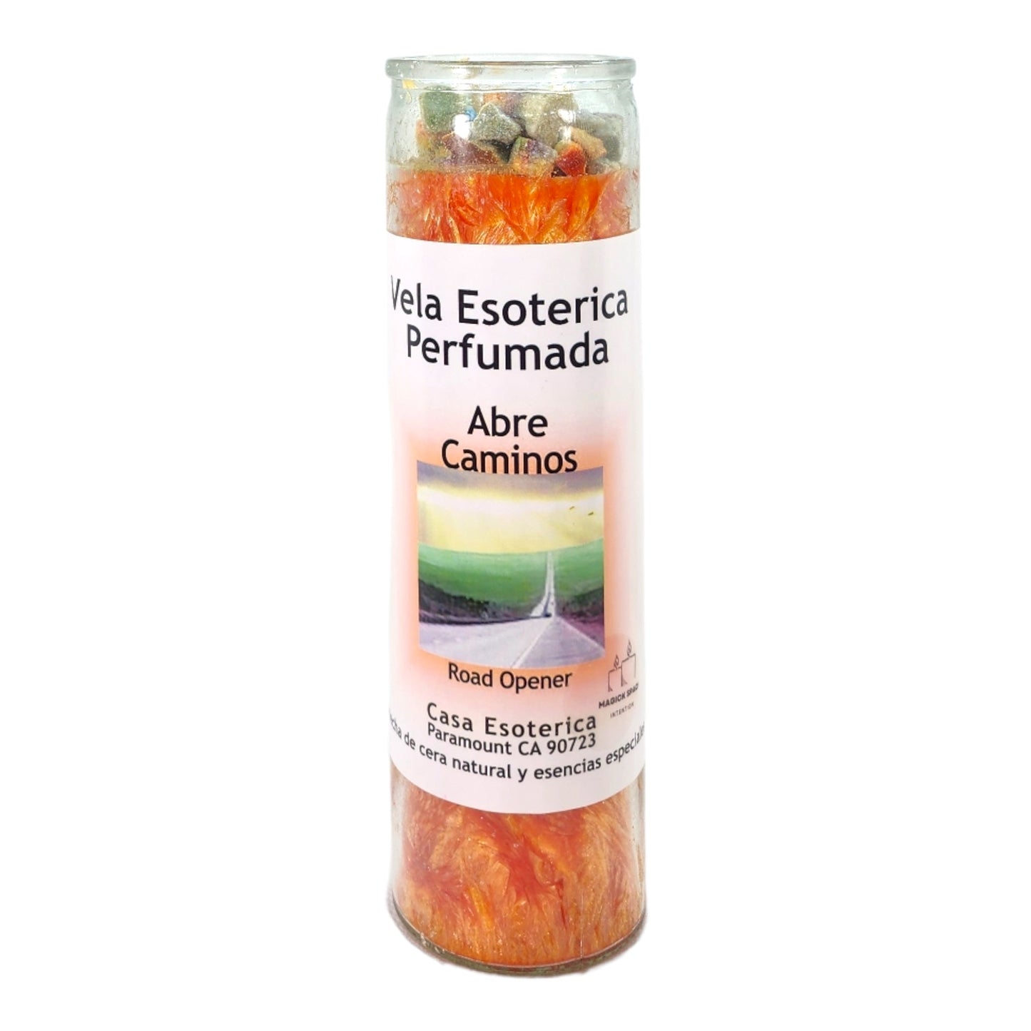 ROAD OPENER Orange-Palm Wax Spiritual intention Spell Candle-[ORANGE] | Vela Casa Esoterica Perfumada- (ABRE CAMINOS)