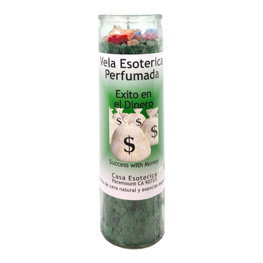 SUCCESS WITH MONEY-Palm Wax Spiritual intention Spell Candle-[GREEN] | Vela Casa Esoterica Perfumada- (EXITO EN EL DINERO)