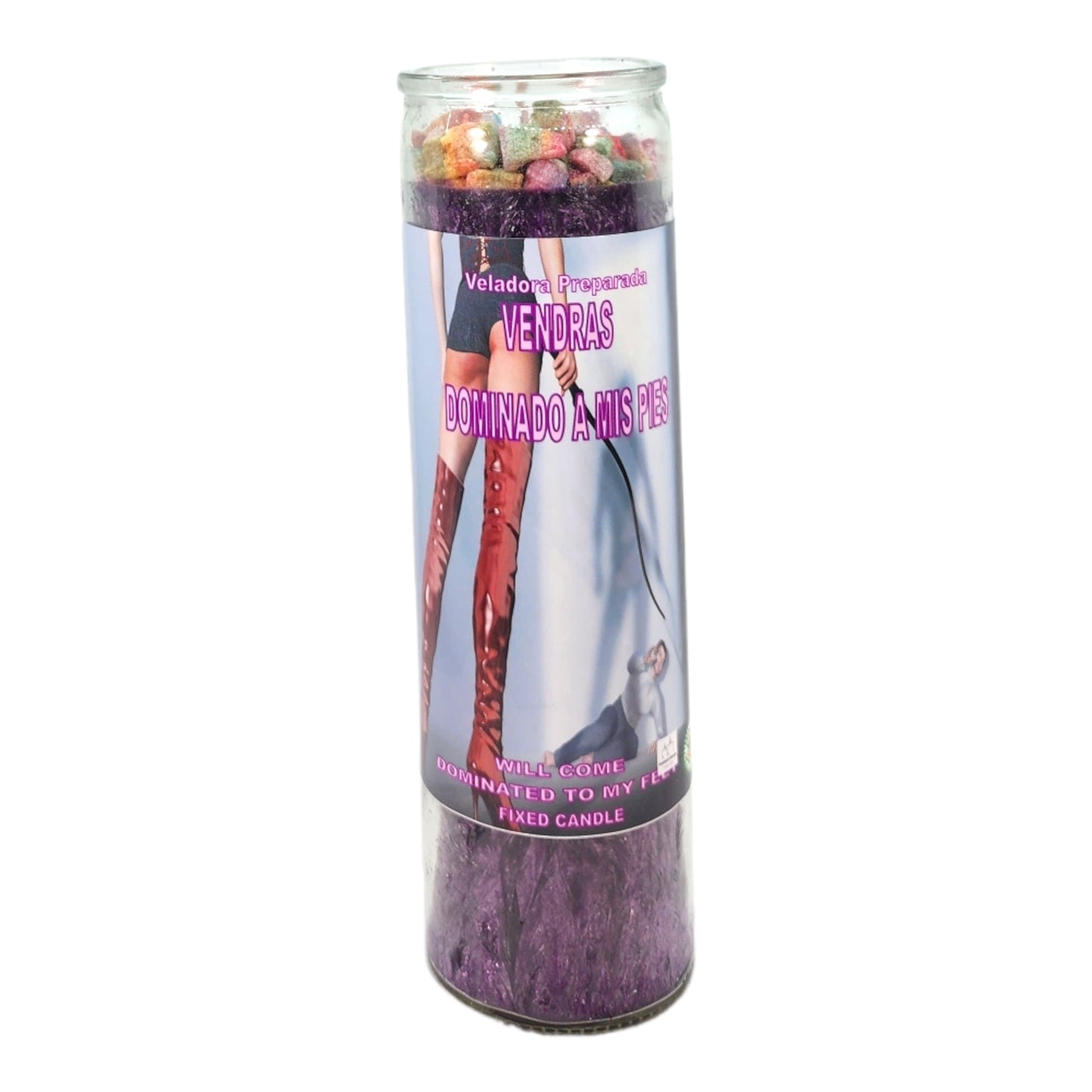 WILL COME DOMINATED TO MY FEET-Palm Wax Spiritual intention Spell Candle-[PURPLE] | Vela Casa Esoterica Perfumada- (VENDRAS DOMINADO A MIS PIES)