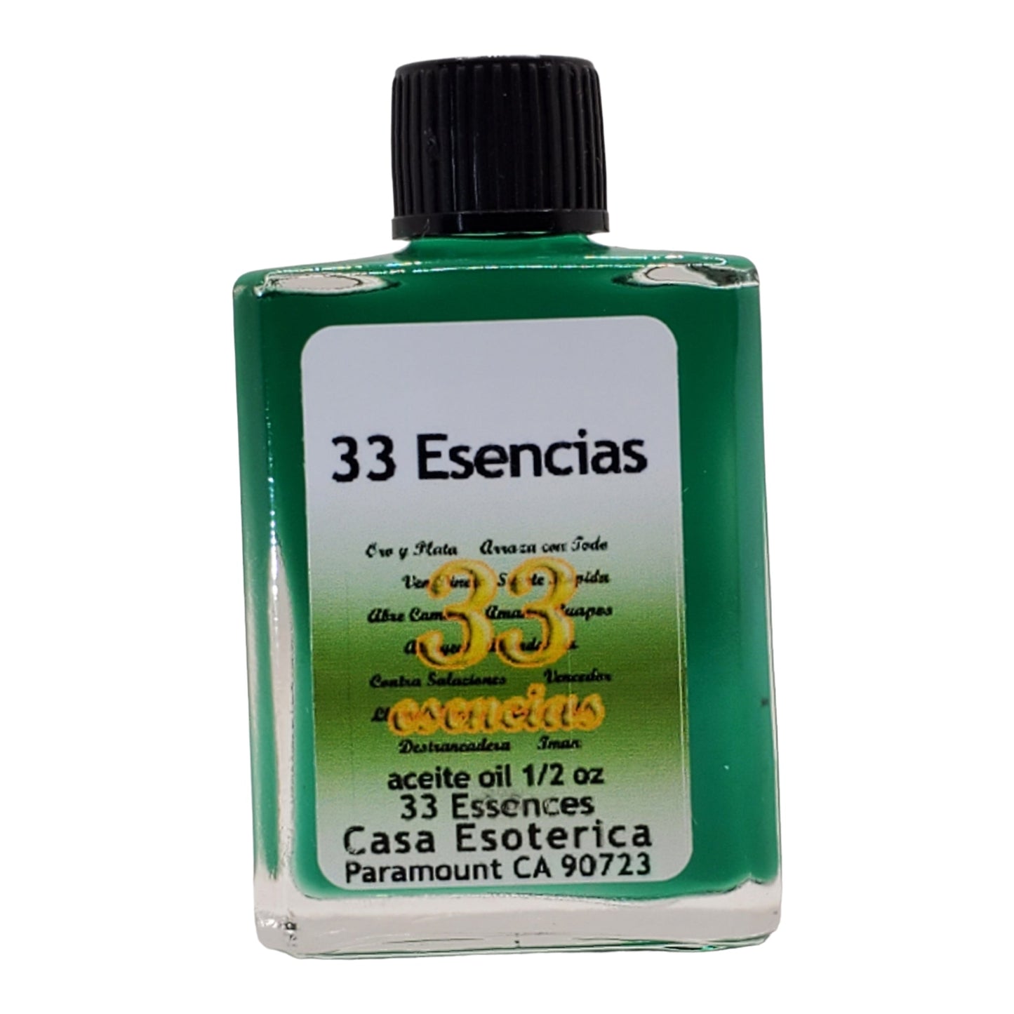 33 Essences Oil (33 Esencias Aceite) - Ultimate Spiritual Power - For Protection, Healing & Success-0.5 FL OZ